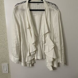 Charter Club Cream Lace Linen Cardigan